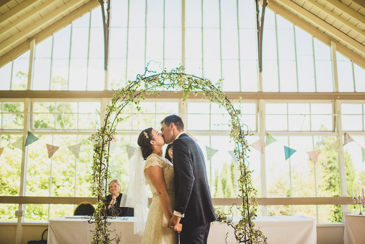 Arch Ivy Backdrop Ceremony Bride Groom Beautiful Glass House Wedding http://www.mattpenberthy.com/