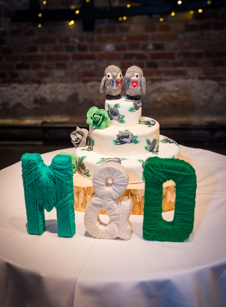 Painted Cake Bird Toppers Quirky Crafty Tea Infused Wedding http://jamesgristphotography.co.uk/