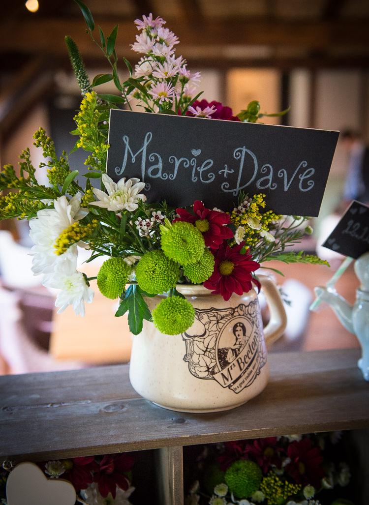 Tea Pot Flowers Black Chalk Board Sign Quirky Crafty Tea Infused Wedding http://jamesgristphotography.co.uk/