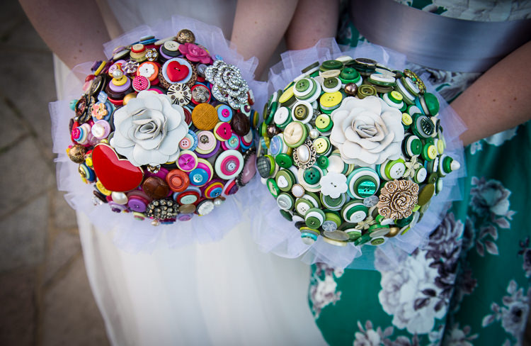 Button Bouquets Bride Bridesmaids Quirky Crafty Tea Infused Wedding http://jamesgristphotography.co.uk/