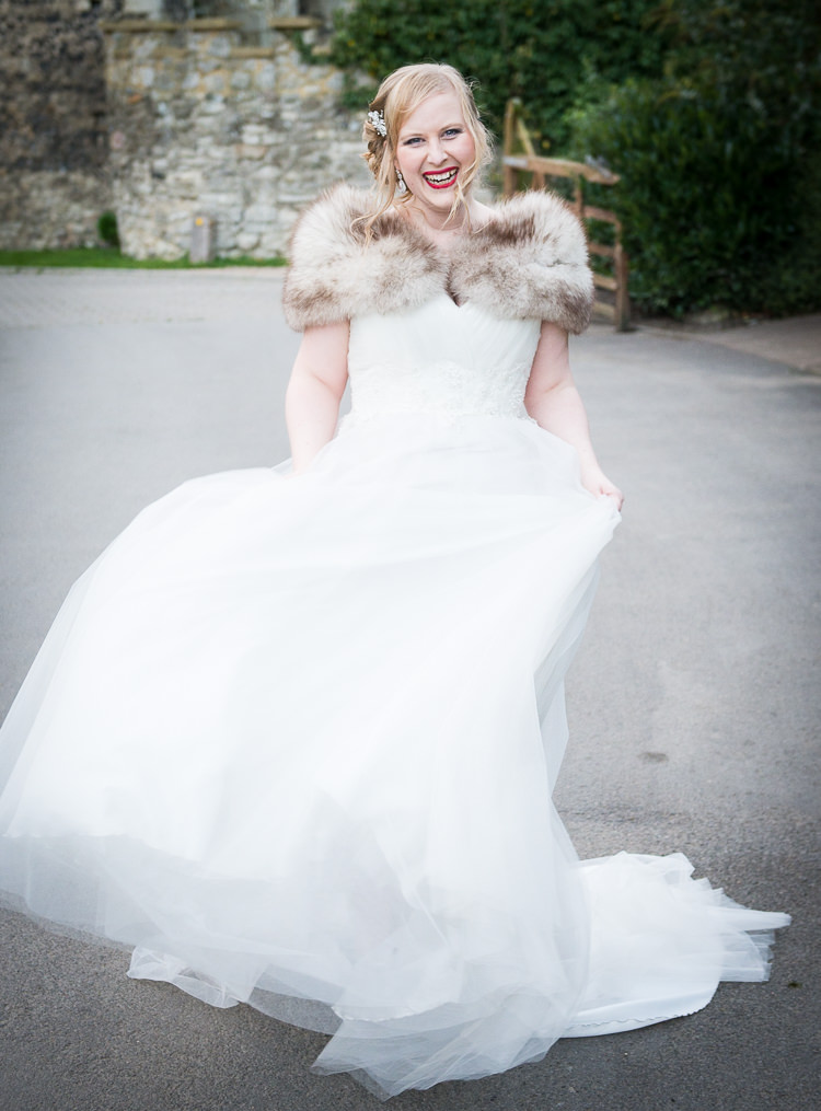 Amanda Wyatt Dress Bride Bridal Gown Fur Stole Quirky Crafty Tea Infused Wedding http://jamesgristphotography.co.uk/