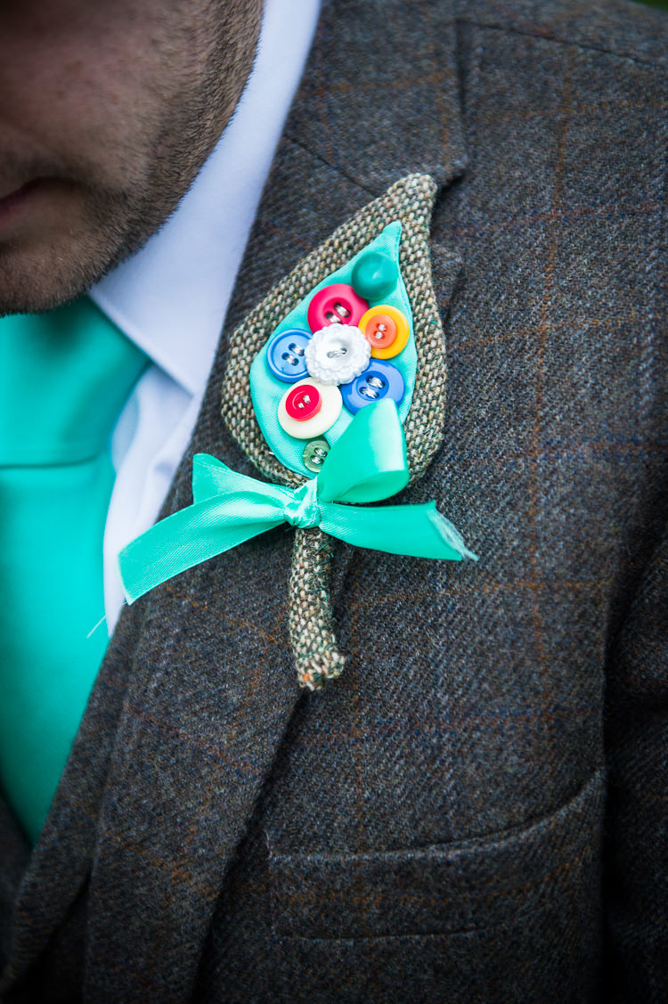Button Buttonhole Groom Alternative Quirky Crafty Tea Infused Wedding http://jamesgristphotography.co.uk/