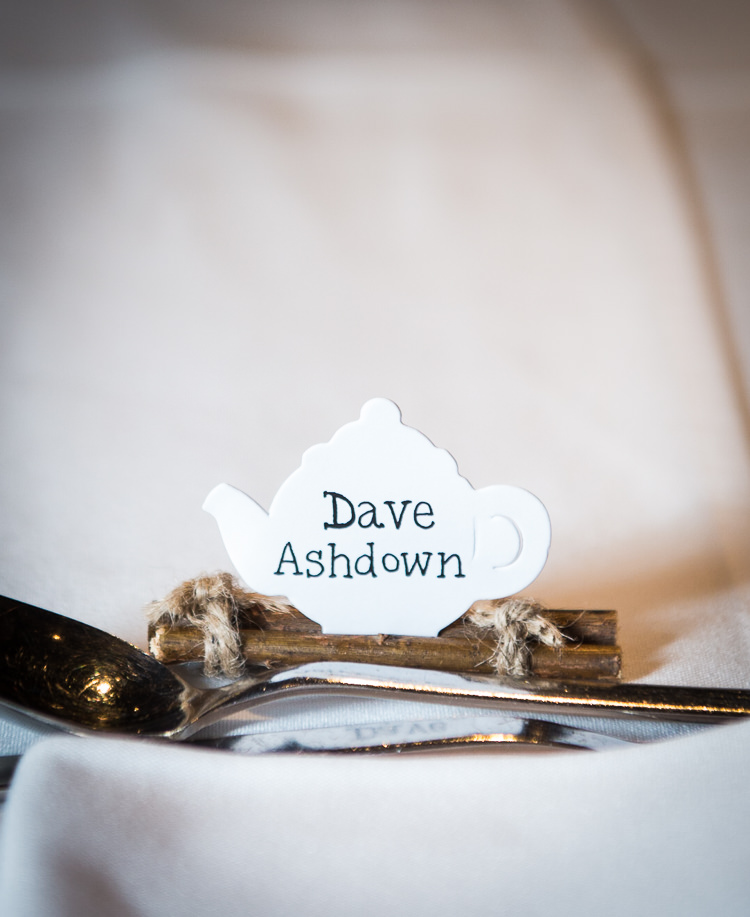 Tea Pot Place Name Cards Quirky Crafty Tea Infused Wedding http://jamesgristphotography.co.uk/