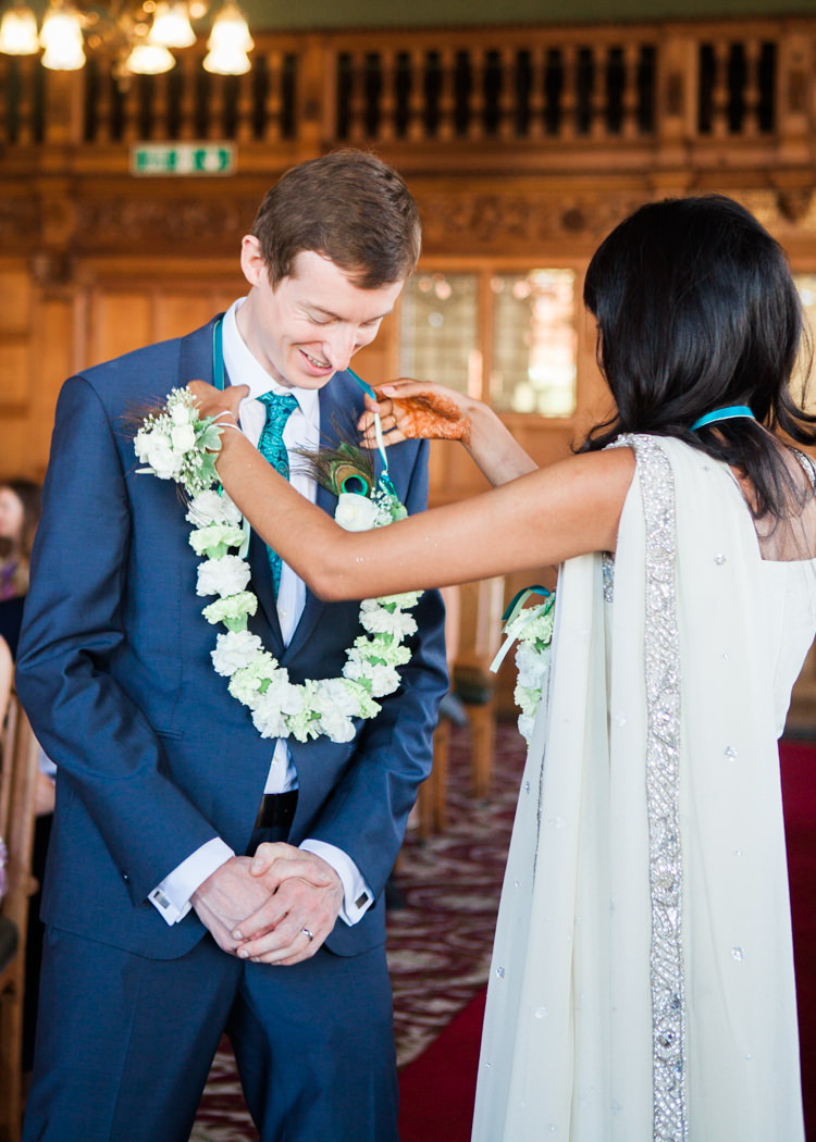 Flower Garland Ceremony Indian Mint Garden Party Wedding http://heleddroberts.co.uk/