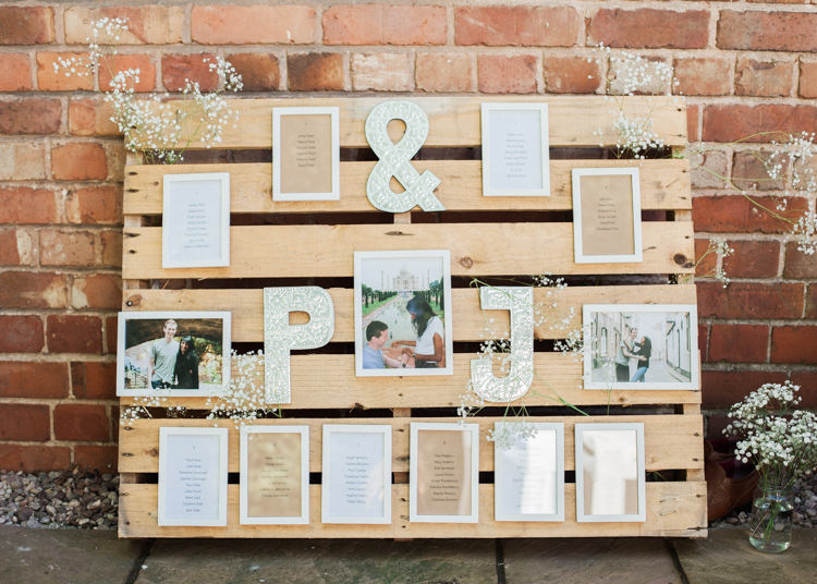 Pallet Fram Wooden Seating Table Plan Chart Indian Mint Garden Party Wedding http://heleddroberts.co.uk/