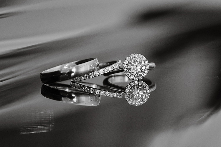 Rings Bands Diamonds Bride Groom Halo Cornflower Blue Garden Wedding Australia http://brischetto.net/