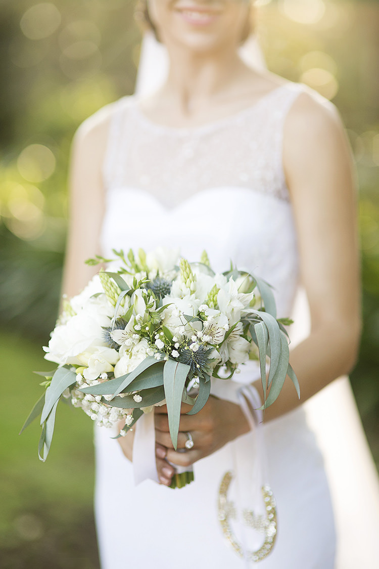 White Bouquet Flowers Bride Bridal Green Foliage Cornflower Blue Garden Wedding Australia http://brischetto.net/