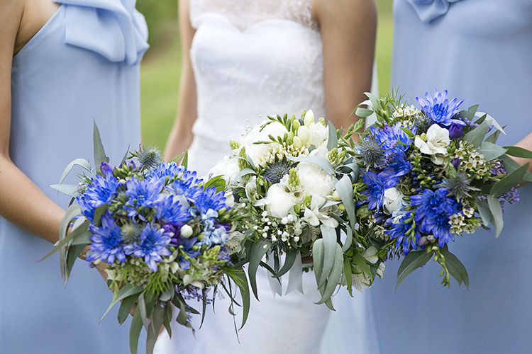 White Bouquets Flowers Bride Bridal Bridesmaids Cornflower Blue Garden Wedding Australia http://brischetto.net/