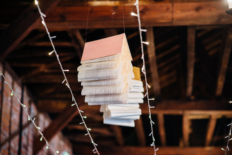 Hanging Decor Books & History Sparkly Pastels Wedding http://www.mariannechua.com/