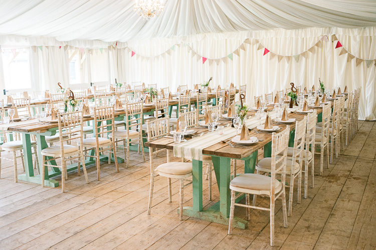 Marquee Bunting Long Tables Soft Pink Rustic Winter Wedding http://www.capturedbykatrina.co.uk/