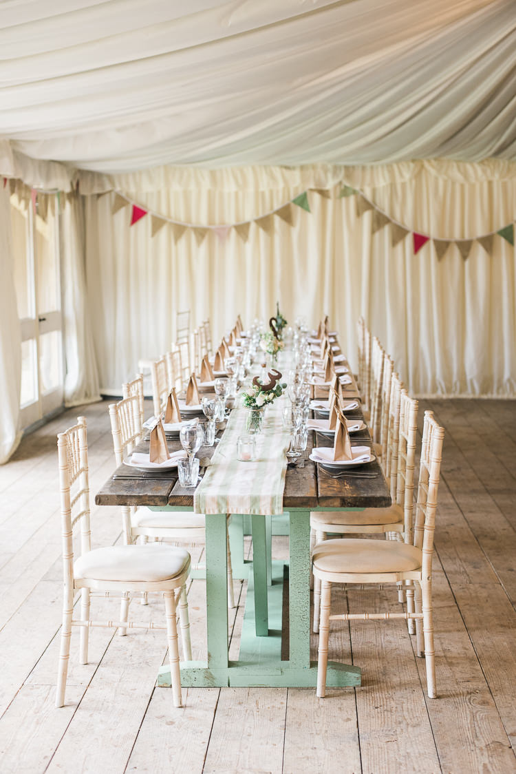 Long Table Marquee Bunting Soft Pink Rustic Winter Wedding http://www.capturedbykatrina.co.uk/