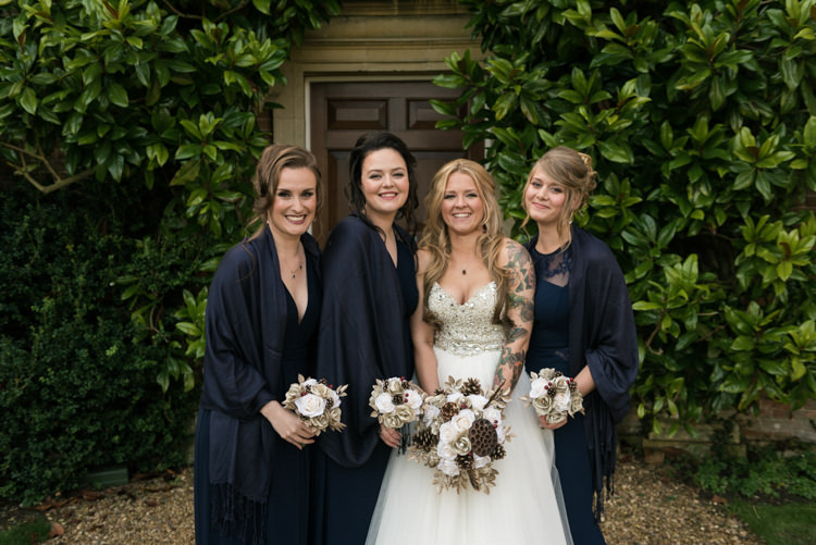 Navy Blue Bridesmaid Dresses Shawls Glamorous Gold Halloween Wedding http://www.oliviajohnstonweddings.co.uk/
