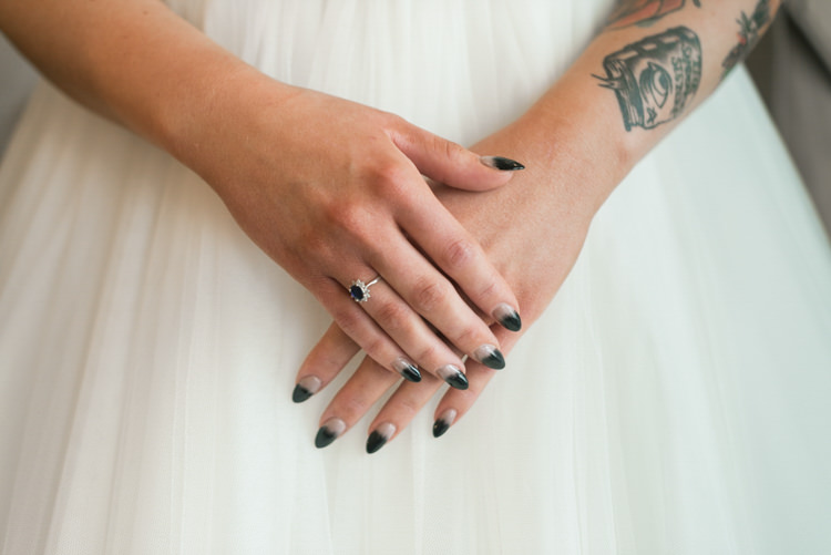 Bride Bridal Nails Ombre Almond Black White Glamorous Gold Halloween Wedding http://www.oliviajohnstonweddings.co.uk/