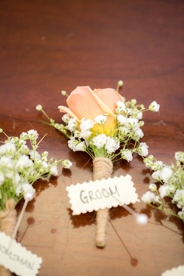 Buttonhole Groom Romantic Peach Museum Wedding New Jersey http://www.idaliaphotography.com/