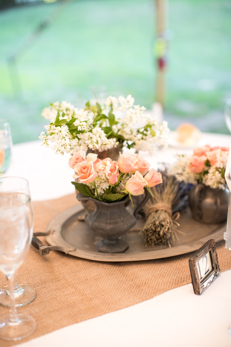 Hessian Flowers Table Centrepiece Runner Burlap Romantic Peach Museum Wedding New Jersey http://www.idaliaphotography.com/