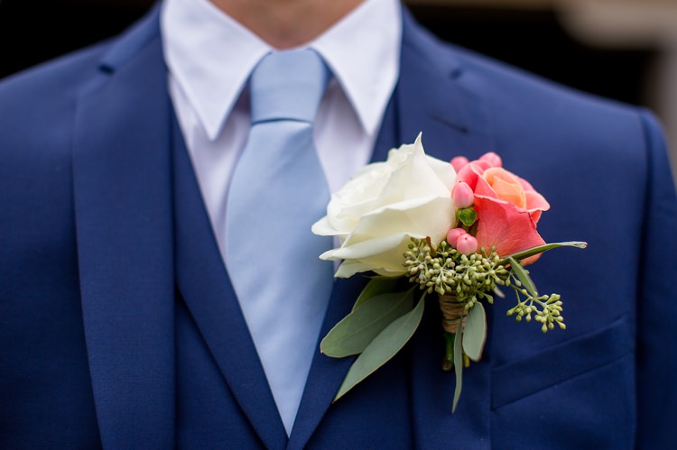 Coral Ivory Rose Buttonhole Groom Fresh Relaxed Beach Summer Wedding http://www.katherineashdown.co.uk/