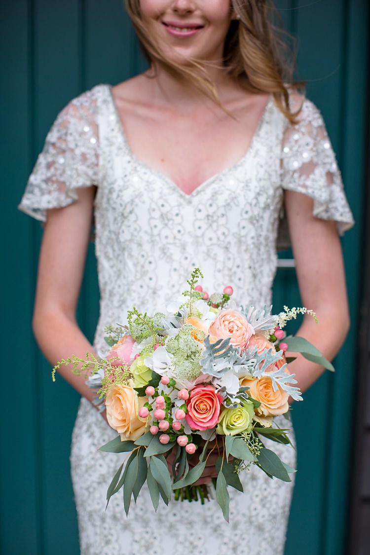 Coral Bouquet Flowers Bride Bridal Peony Rose Summer Fresh Relaxed Beach Summer Wedding http://www.katherineashdown.co.uk/