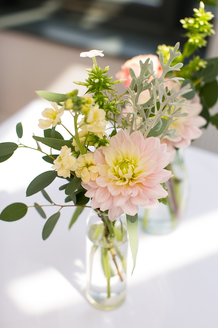Bottle Flower Dahlia Fresh Relaxed Beach Summer Wedding http://www.katherineashdown.co.uk/