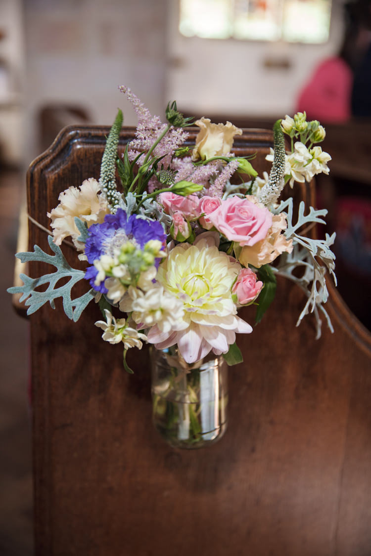 Jar Flowers Pew Ends Romantic Candy Pink Pastels Wedding http://kerryannduffy.com/