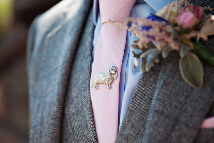 Dog Lapel Pin Groom Tie Romantic Candy Pink Pastels Wedding http://kerryannduffy.com/