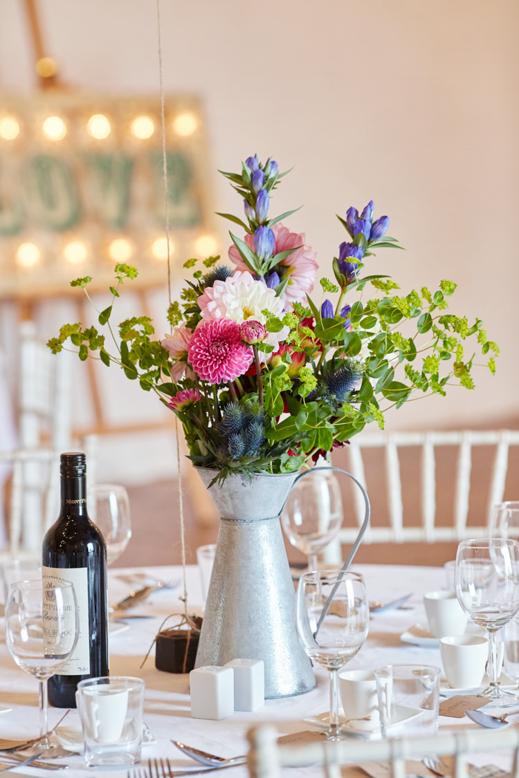 Metal Jug Flowers Centrepiece Table Industrial Country Rustic Wedding https://www.fullerphotographyweddings.co.uk/