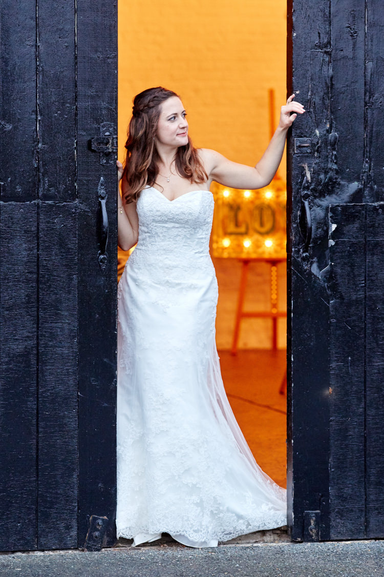 Maggie Sottero Lace Gown Bride Bridal Dress Strapless Sweetheart Industrial Country Rustic Wedding https://www.fullerphotographyweddings.co.uk/
