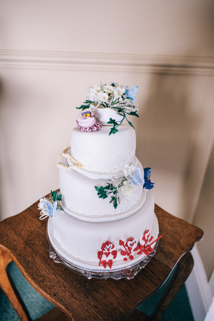 Alice in Wonderland Cake Vintage Homely Outdoor Wedding http://heartfulloftea.com/