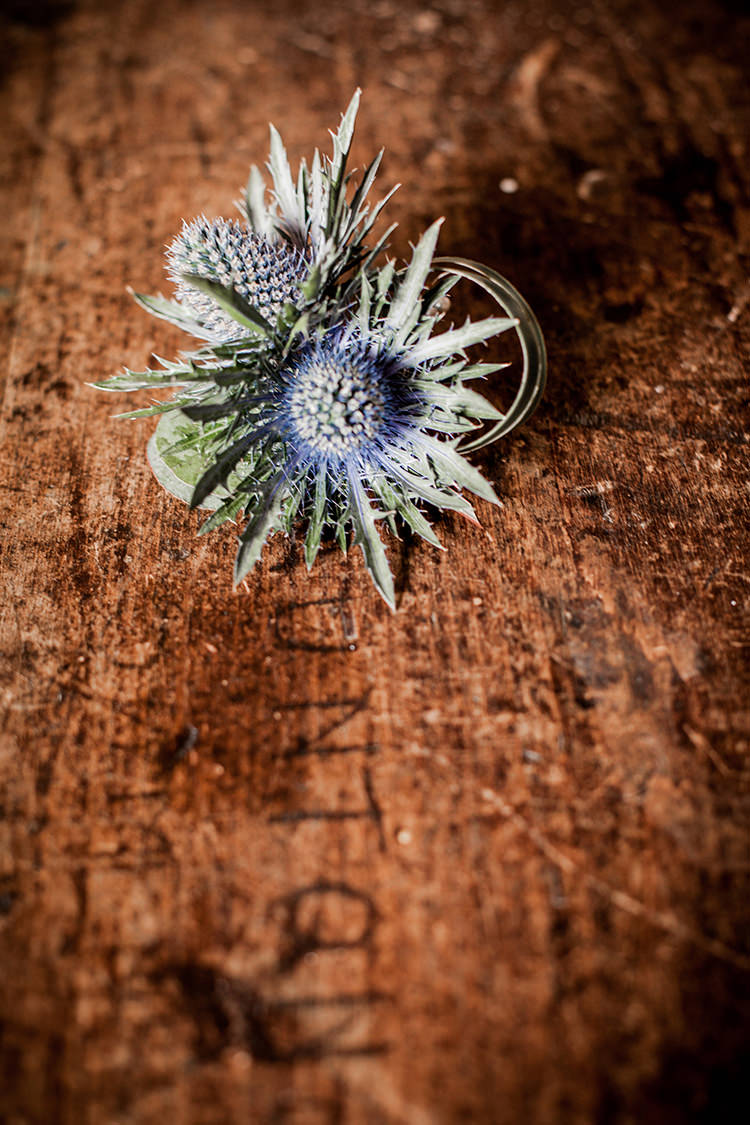 Thistle Buttonhole Scotland Woodland Handfasting Wedding http://wilsonmcsheffrey.co.uk/