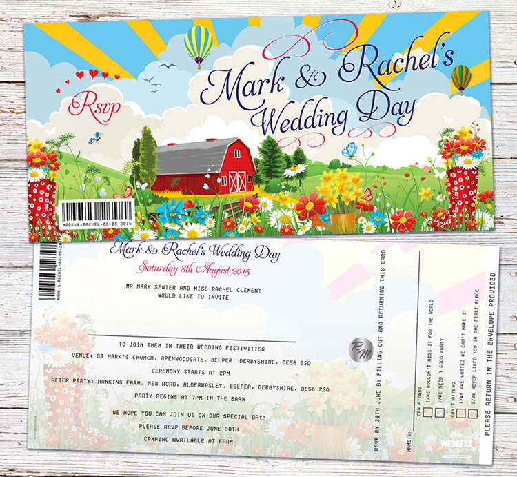WEDFEST Festival Wedding Stationery Invitations Alternative Quirky Bold Colourful