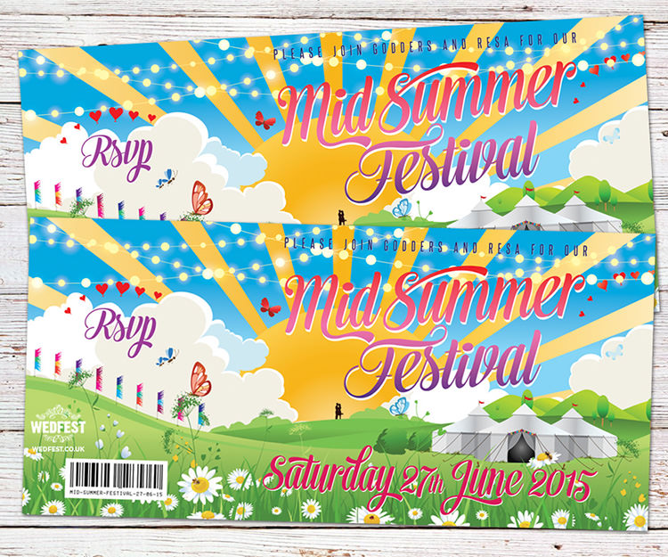 WEDFEST Festival Wedding Stationery Invitations Alternative Quirky Bold Colourful