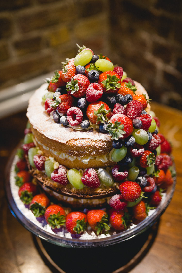 Naked Cake Sponge Layer Berries Fruit Stylish Eclectic Fun Seaside Wedding http://www.livvy-hukins.co.uk/