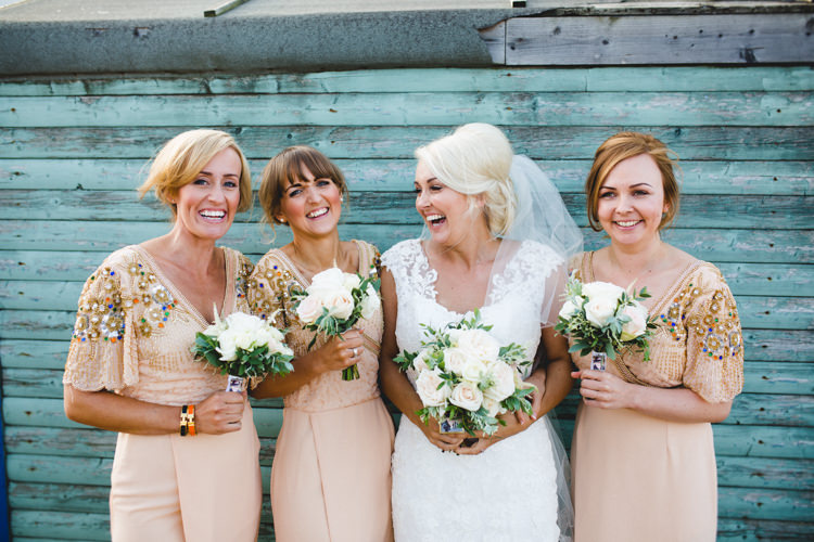 Virgos Lounge Bridesmaids Nude Peach Blush Dresses Sleeves Sequin Stylish Eclectic Fun Seaside Wedding http://www.livvy-hukins.co.uk/