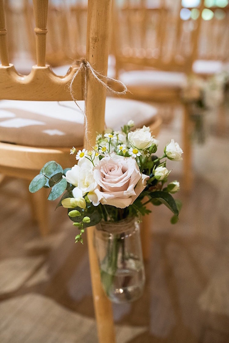 Pew Ends Ceremony Aisle Flowers Jars Beautiful Country House Wedding http://www.fionasweddingphotography.co.uk/