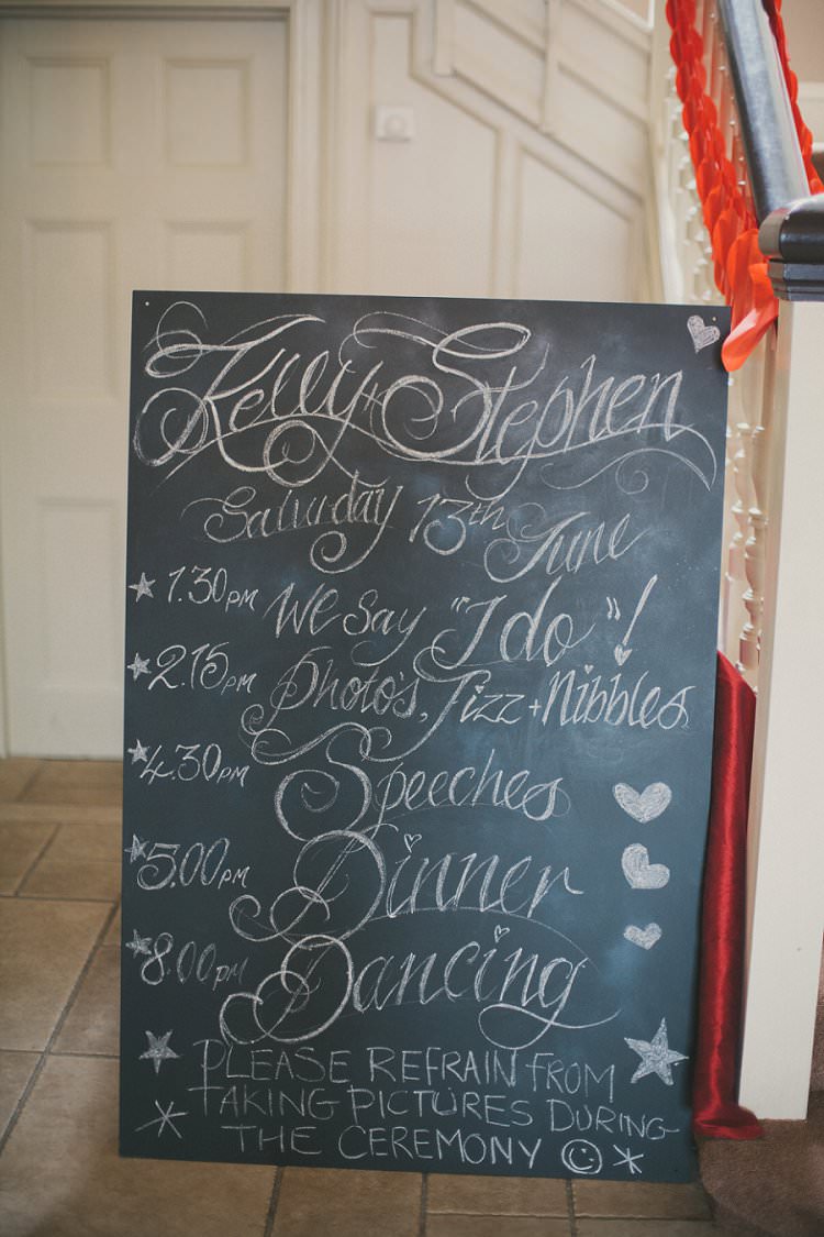 Blackboard Chalk Sign Quirky Alternative Lochside Wedding http://www.maureendupreez.com/
