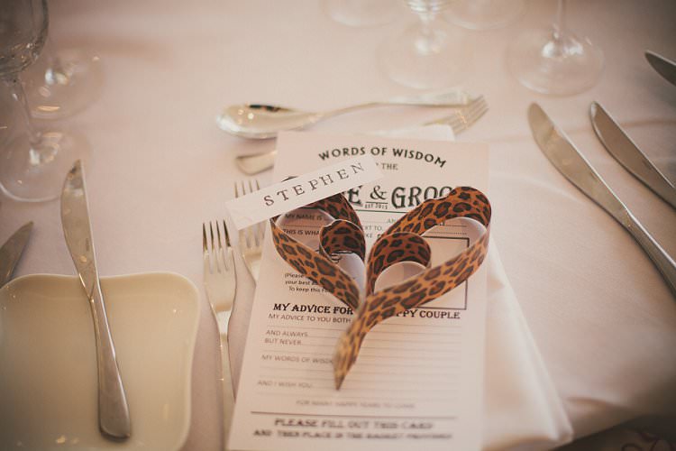 Leopard Print Paper Hearts Place Names Quirky Alternative Lochside Wedding http://www.maureendupreez.com/