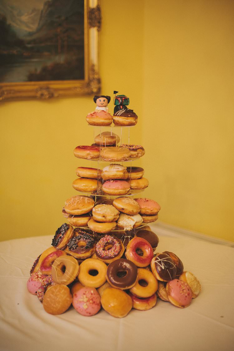 Donut Cake Tower Quirky Alternative Lochside Wedding http://www.maureendupreez.com/