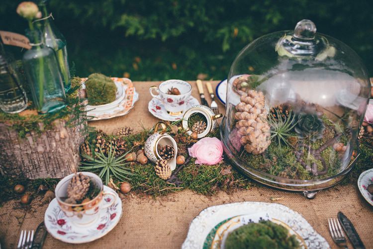Tables Rustic Moss Decor Hessian Burlap Jars Bell Natural Festival Tipi Wedding Ideas http://www.katemccarthyphotography.co.uk/