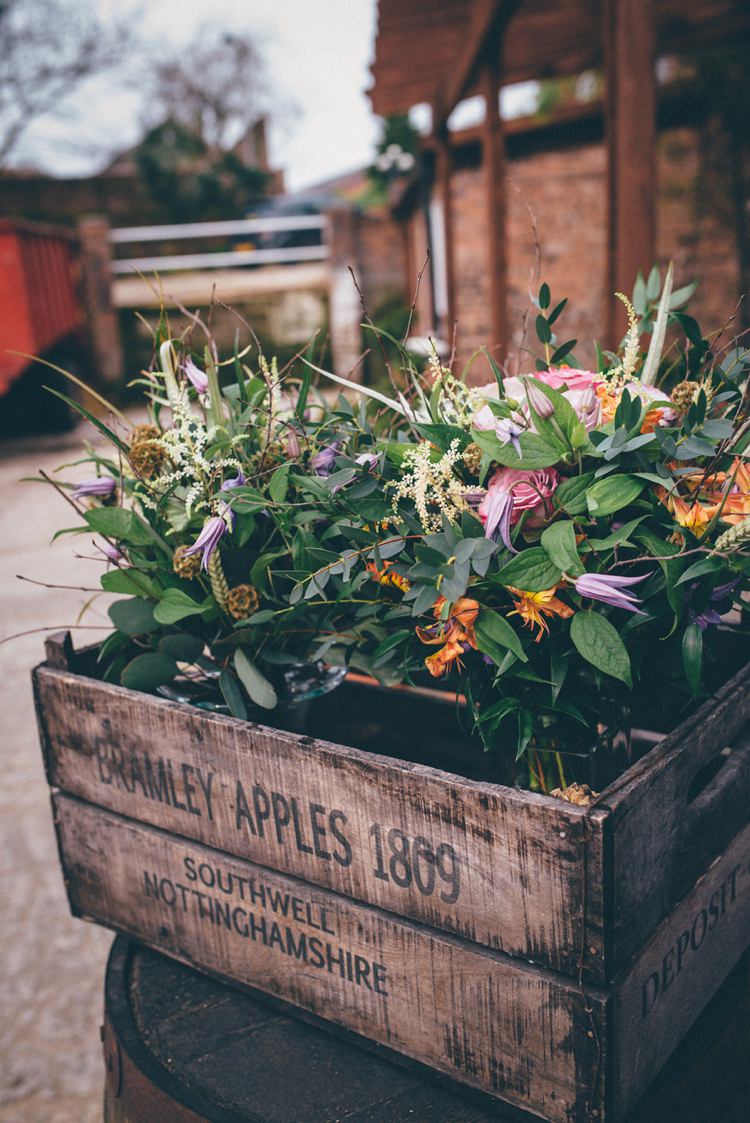 Crate Flowers Rustic Colourful Natural Festival Tipi Wedding Ideas http://www.katemccarthyphotography.co.uk/
