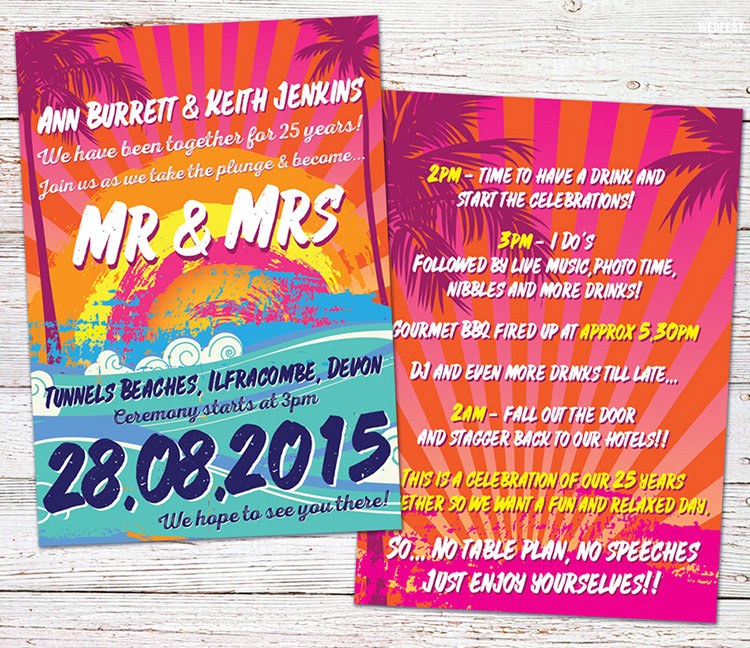 WEDFEST Festival Wedding Stationery Invitations Alternative Quirky Bold Colourful
