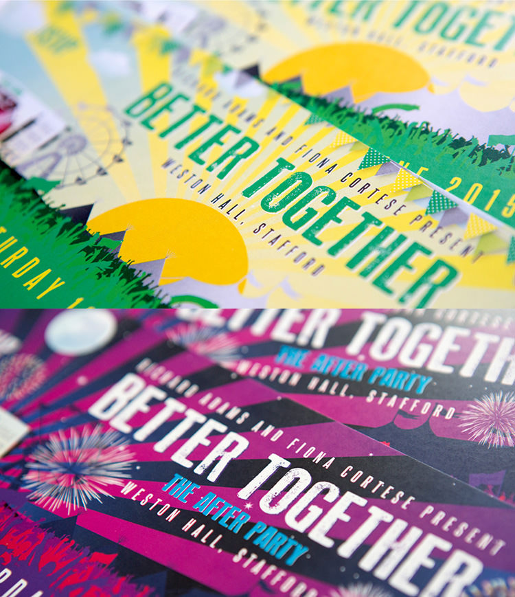 WEDFEST Festival Wedding Stationery Invitations Alternative Quirky Bold Colourful