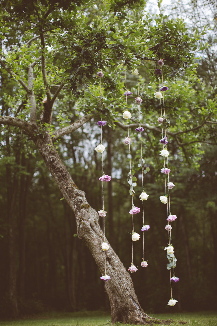 Hanging Flower Backdrop Ceremony Outdoors Romantic Rustic Pastel Vineyard Wedding Massachusetts http://www.wonder-bliss.com/