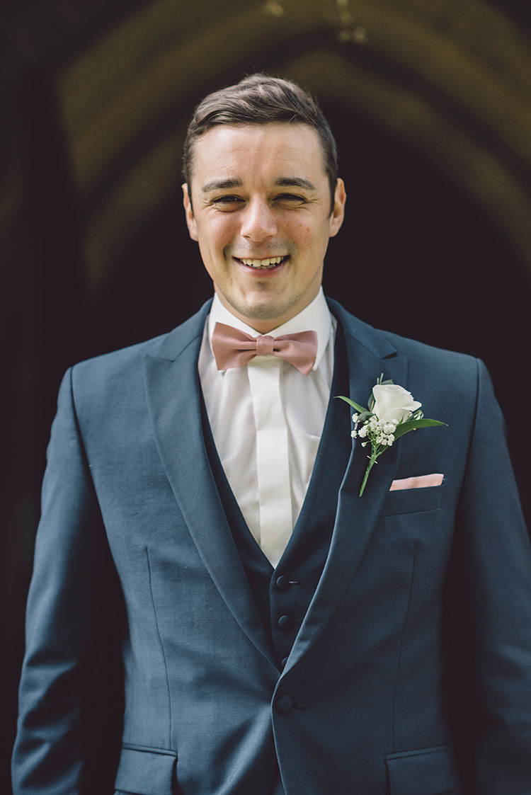 Bow Tie Groom Navy Suit Romantic Pretty Pink Wedding http://marcsmithphotography.com/