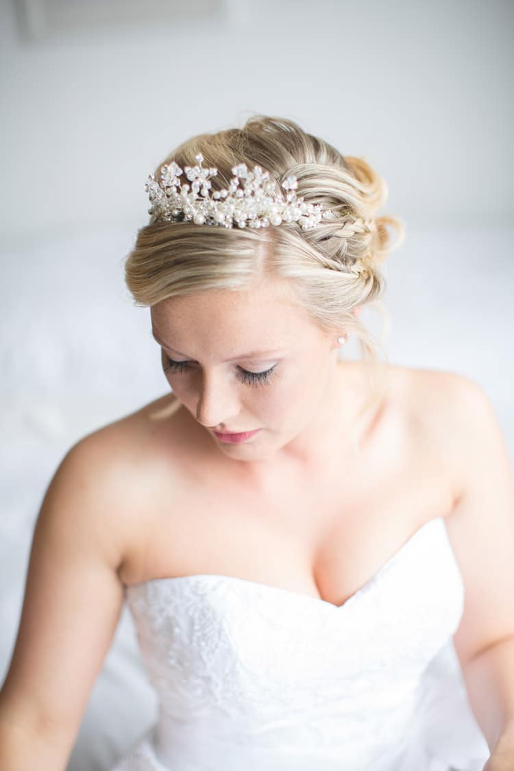 Tiara Bride Bridal Hair Make Up Natural Family Farm Festival Wedding https://amylouphotography.co.uk/