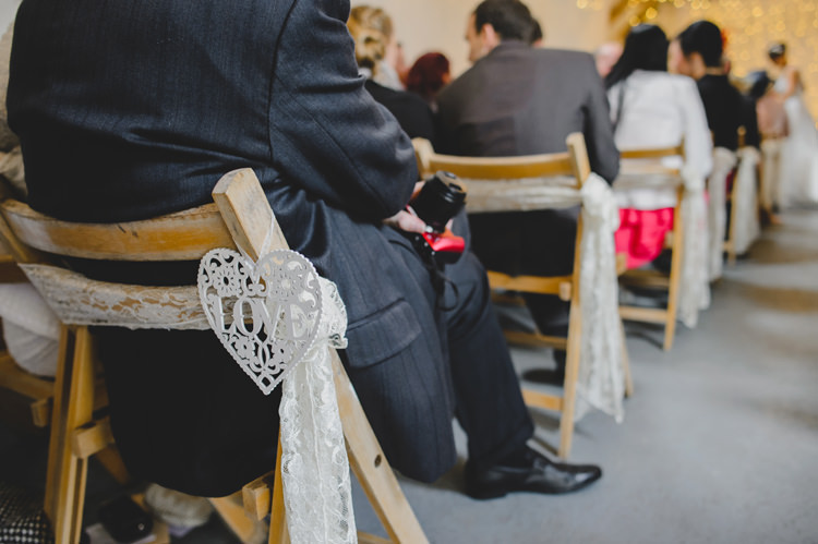 Lace Chair Ribbon Aisle Dusky Pink Lace Fairy Lights Wedding http://www.abiriley.co.uk/