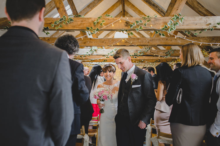 Dusky Pink Lace Fairy Lights Wedding http://www.abiriley.co.uk/