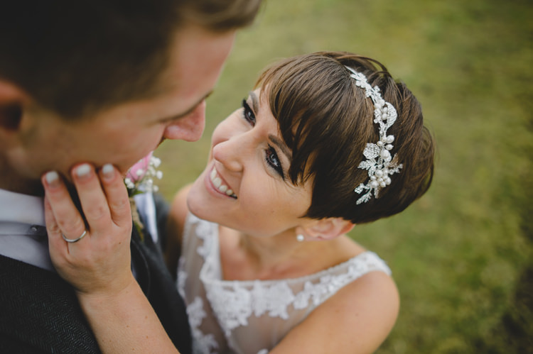 Short Hair Bride Bridal Band Accessory Dusky Pink Lace Fairy Lights Wedding http://www.abiriley.co.uk/