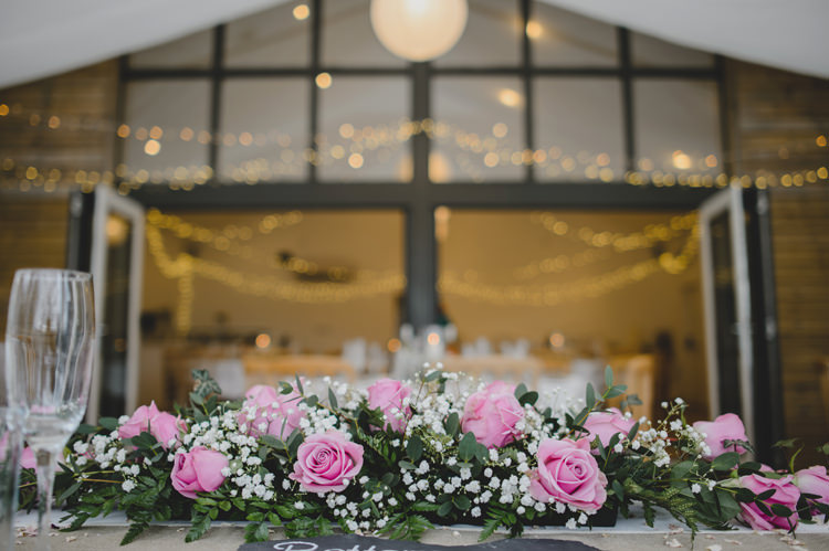 Top Table Rose Flowers Dusky Pink Lace Fairy Lights Wedding http://www.abiriley.co.uk/