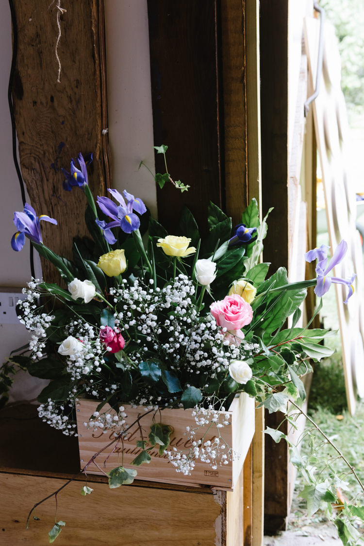 Box Flowers DIY Vintage Country Fete Farm Wedding http://carolinehancox.co.uk/