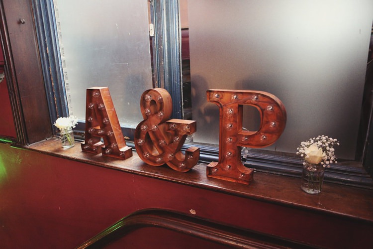 Letter Lights East London Party Pub Wedding http://www.haywoodjonesphotography.co.uk/
