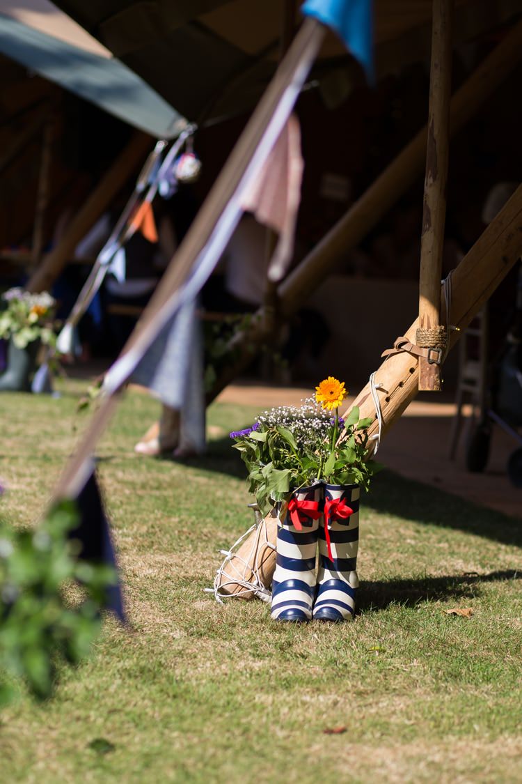 Welly Flowers Orange Blue Festival Fete Tipi Wedding http://www.lynseygracephotography.com/